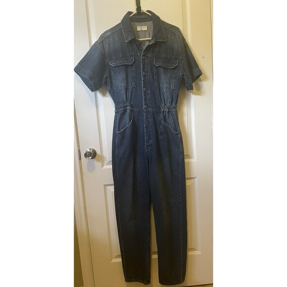 Free People We The Free Marci Denim Jumpsuit Coveralls Sz. Large - Picture 2 of 12